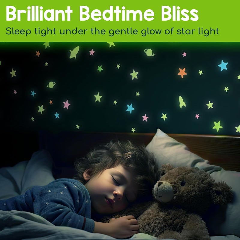 BUNMO Glow in The Dark Stars for Ceiling & Walls – 280 Piece Bright Wall Stickers, Long Lasting Non-Toxic Decals with Moons & Planets for Kids Bedroom, Nursery & Room Decor - Image 4